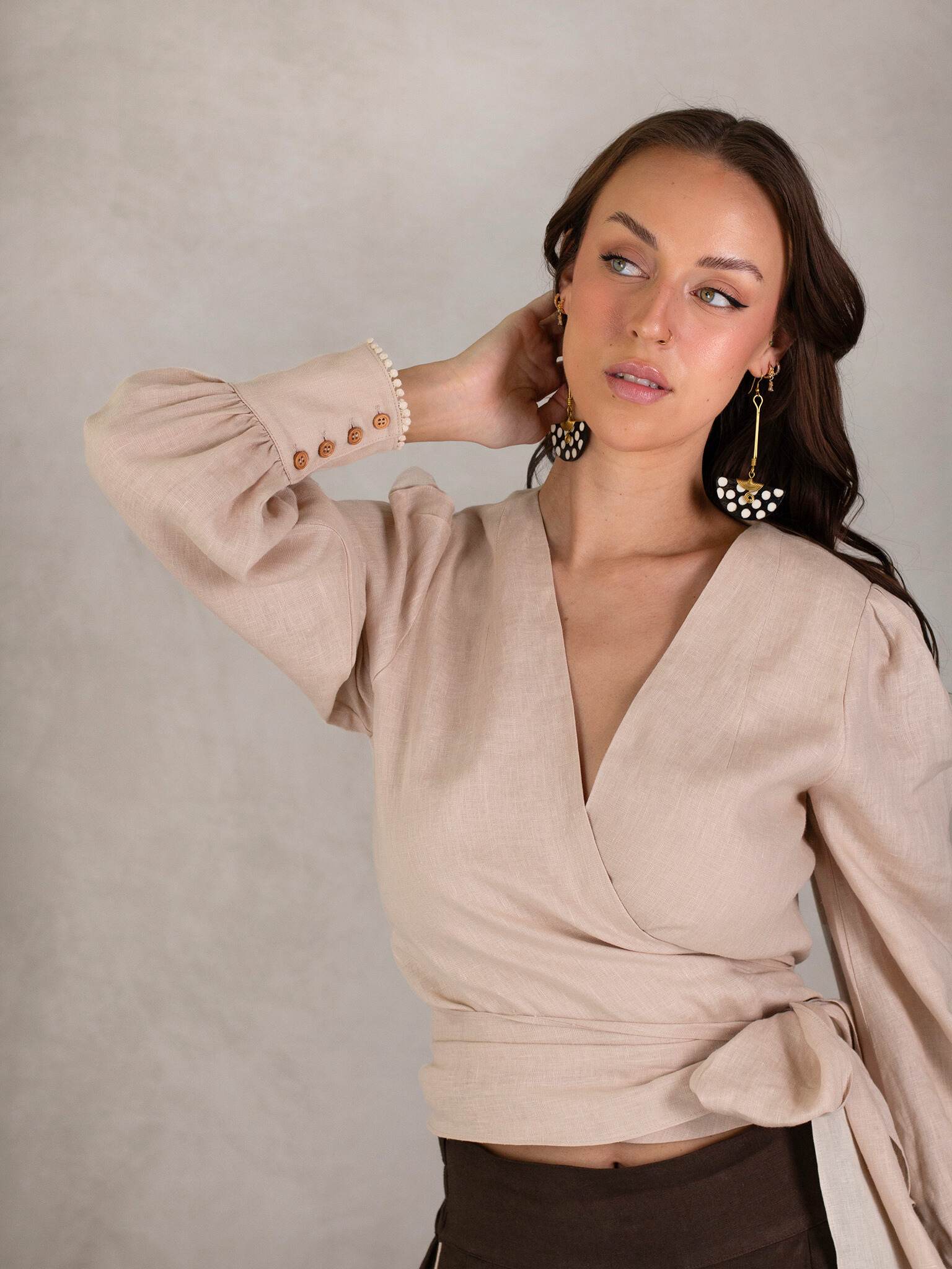 Savanna Linen Wrap Top