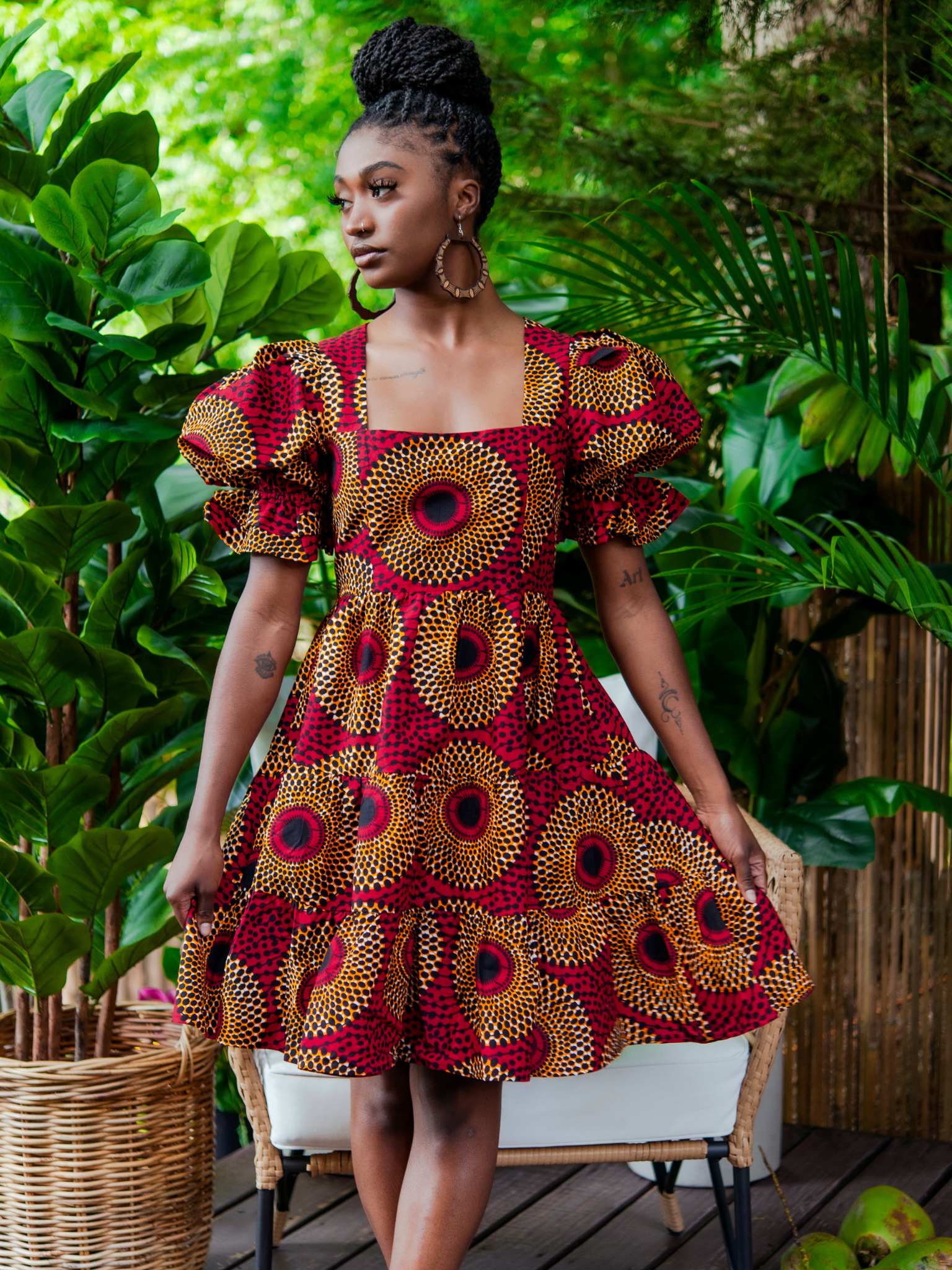 Summer Batik Dress: Red
