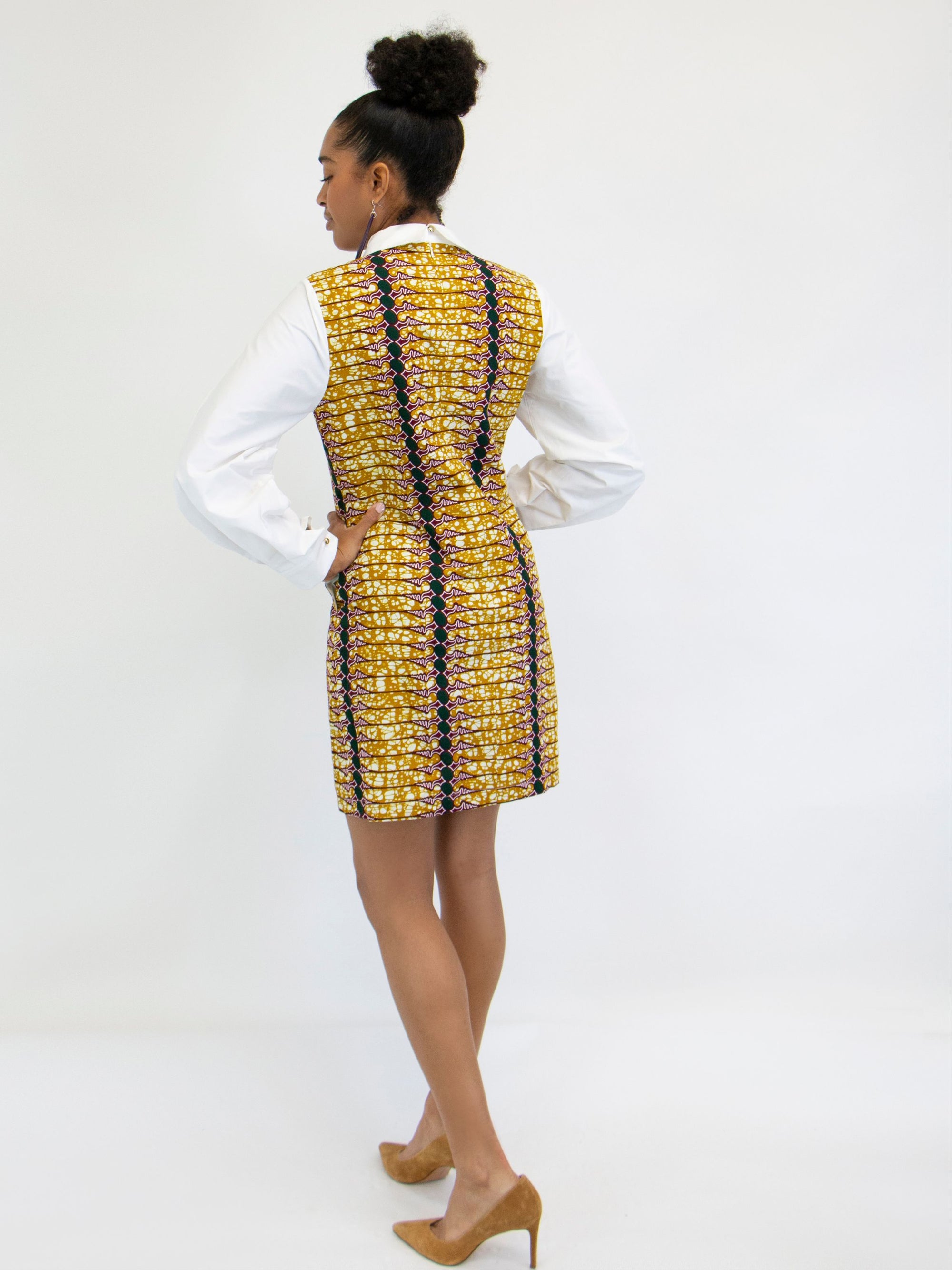 Yellow Mixed Print Shift Dress