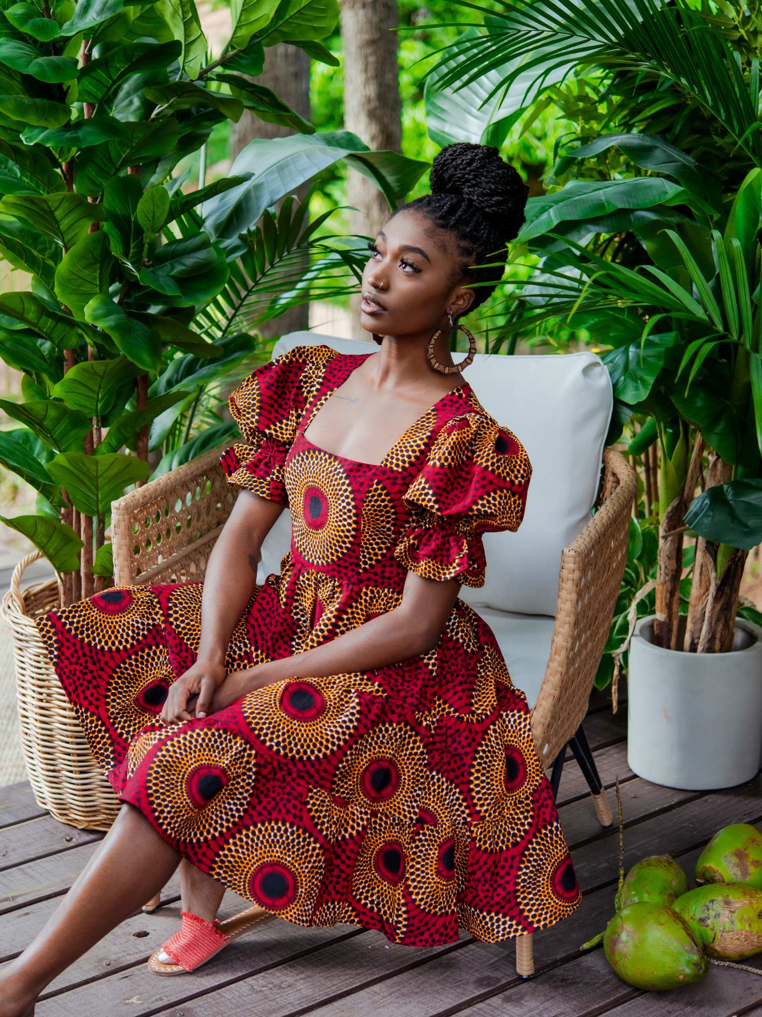 Summer Batik Dress: Red