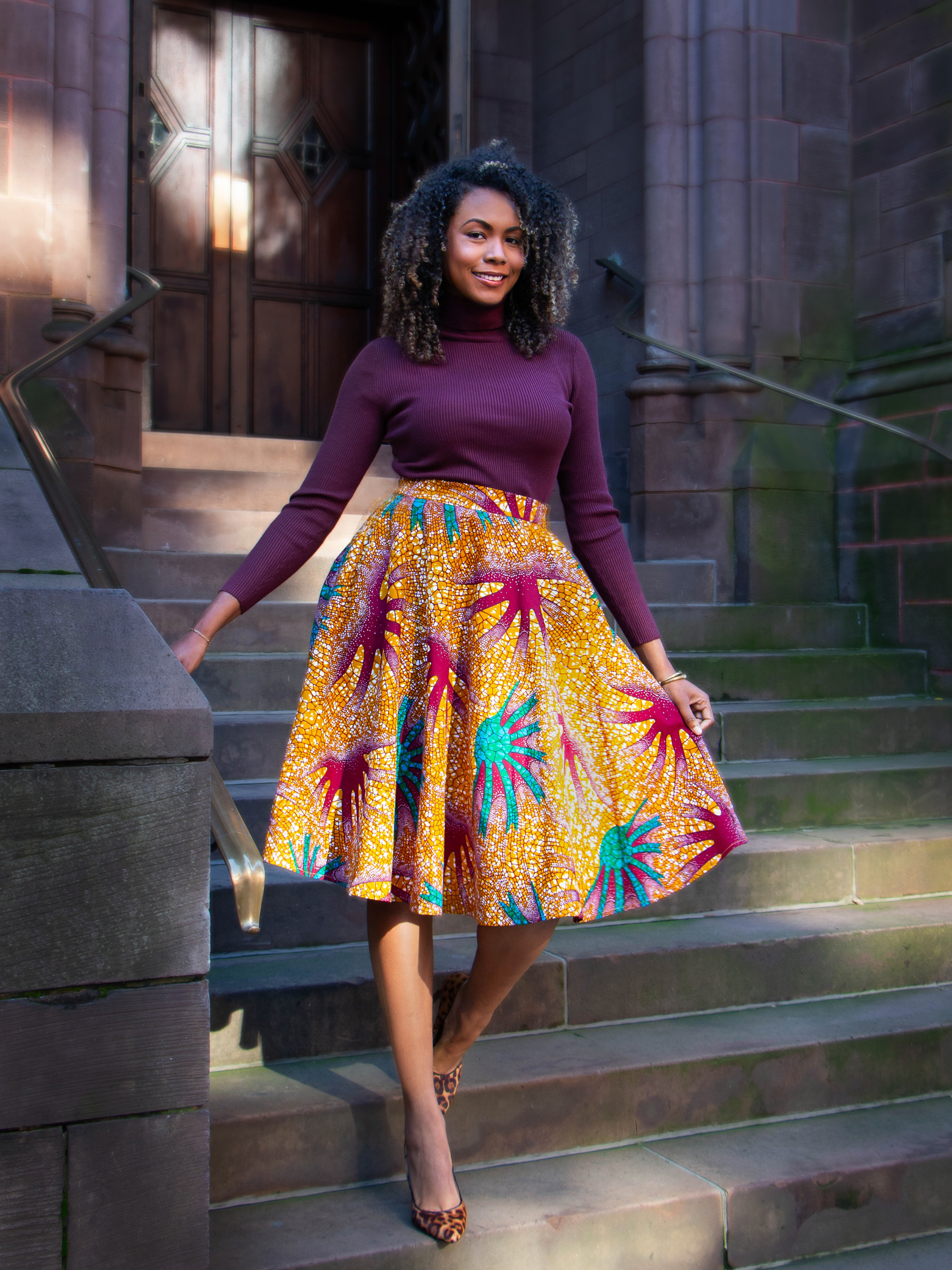 Golden Burst Midi Skirt
