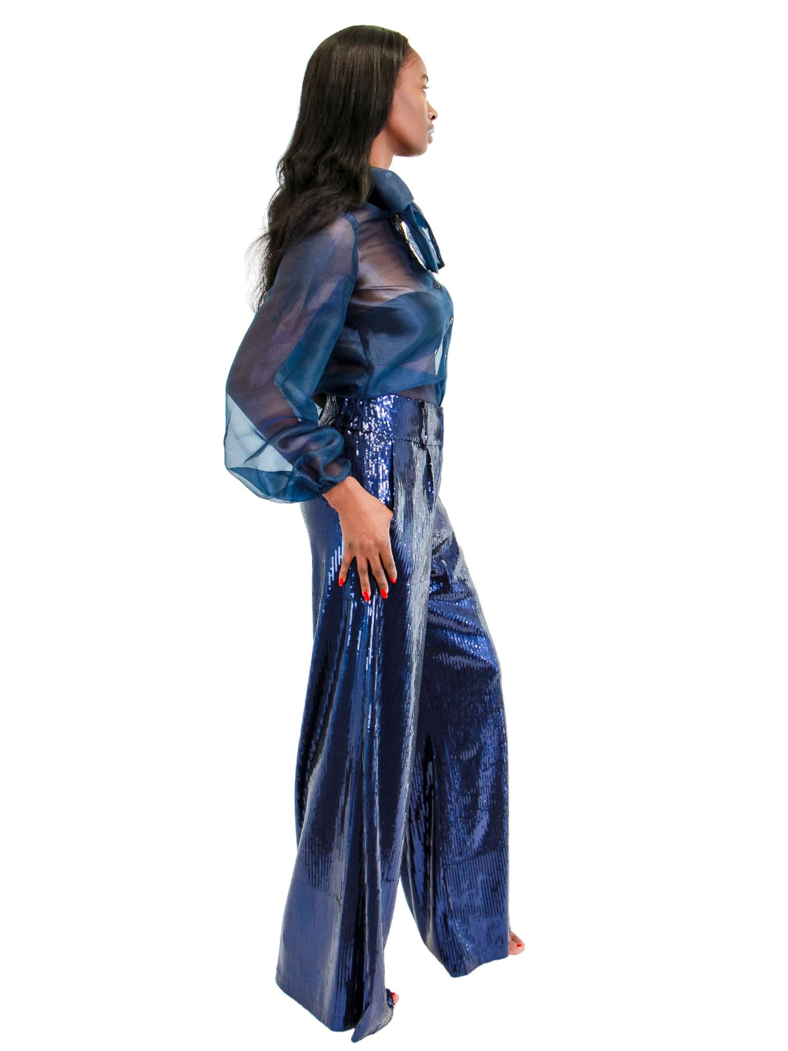 Thompson Sequin Trousers: Indigo